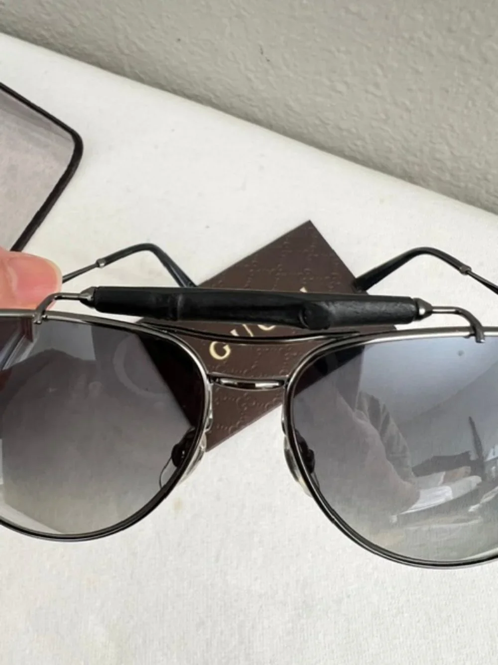 Gucci Silver Gradient Aviator Sunglasses
